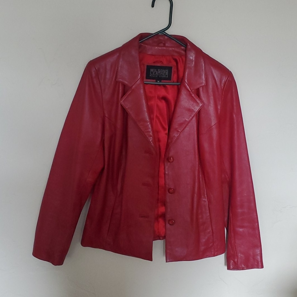 Wilson's Leather vintage red leather jacket.